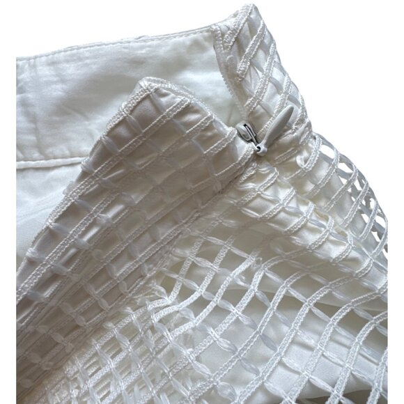 Who What Wear White Mesh Overlay Midi Skirt Polyester Shell & Lining Size 6 - Picture 6 of 9